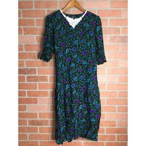 Vintage 80s 90s California Conceptions Women's Maternity Shift Dress Floral S
